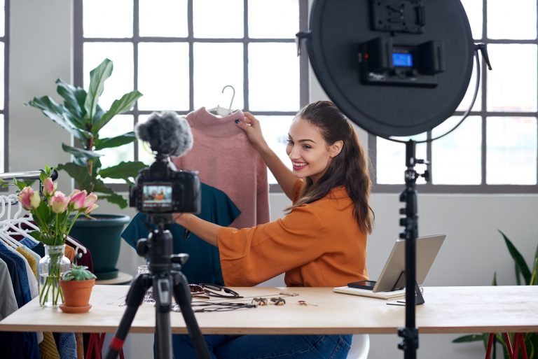 vlogger recording content for social media
