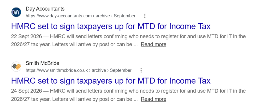 Two sites with the same article